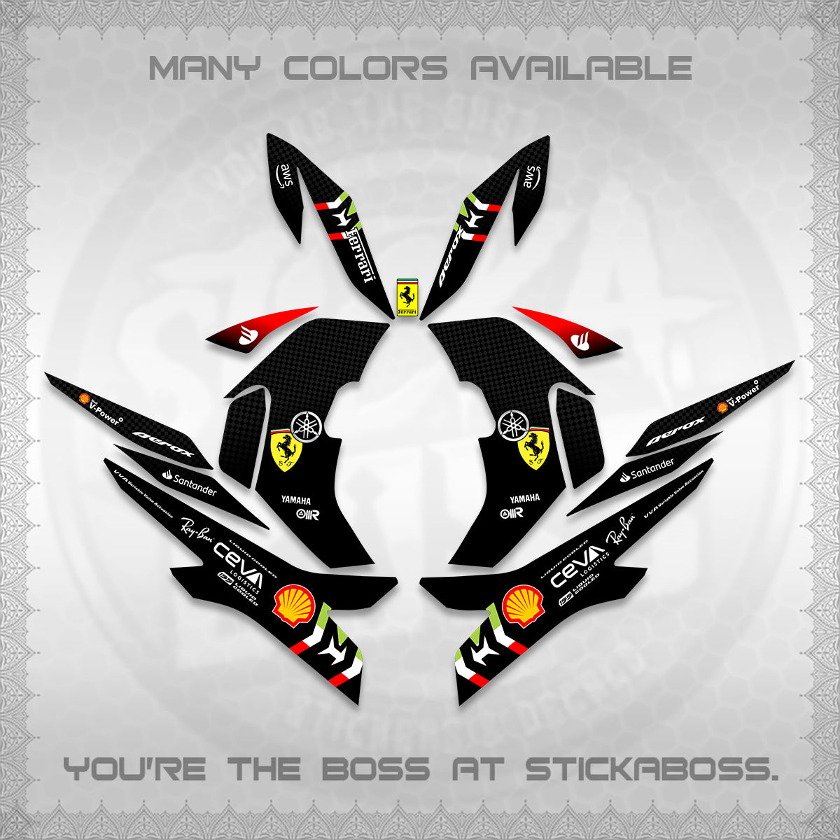 AEROX V2 DECALS (2026 HORSE RACE DESIGN) STICKER DECALS By STICKABOSS