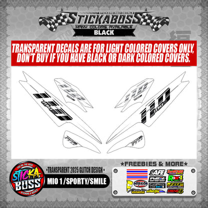 MIO 1/SPORTY/SMILE STICKER DECALS ( TRANSPARENT 2025 GLITCH DESIGN )【WITH FREEBIES】