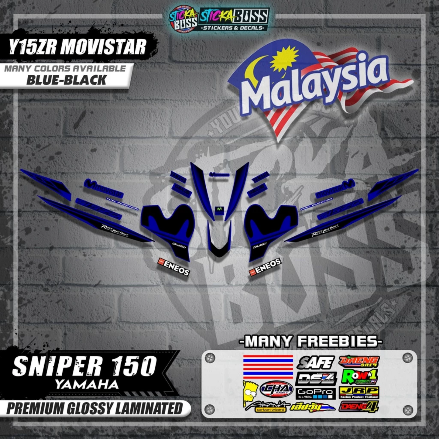 Sniper 150 Malaysian Decals ( Y15ZR MOVISTAR )【WITH FREEBIES】Malaysia Concept