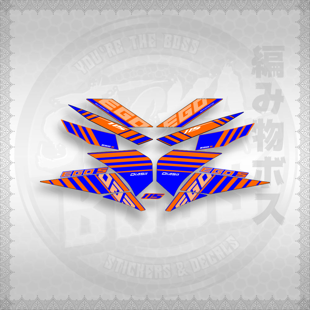 STICKER DECALS for MIO SOUL 115 CARB (MSICEGSBA) By STICKABOSS (SOFIE LAMINATED WATERPROOF)