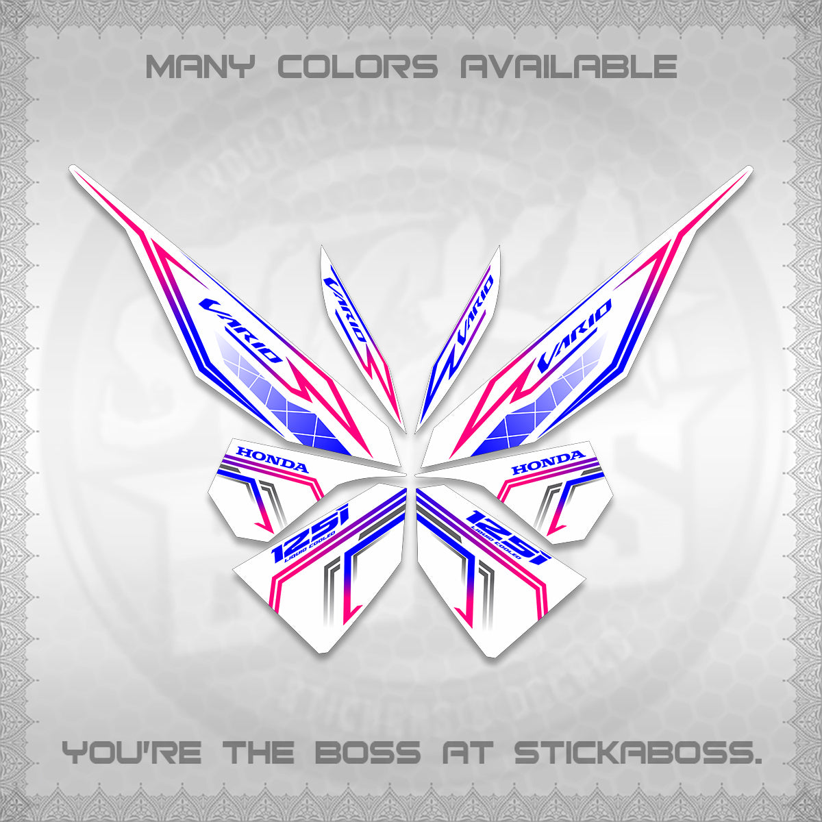 CLICK V1 VARIO DECALS FOR WHITE (2 TONE STRIPES 2026) STICKER DECALS By STICKABOSS