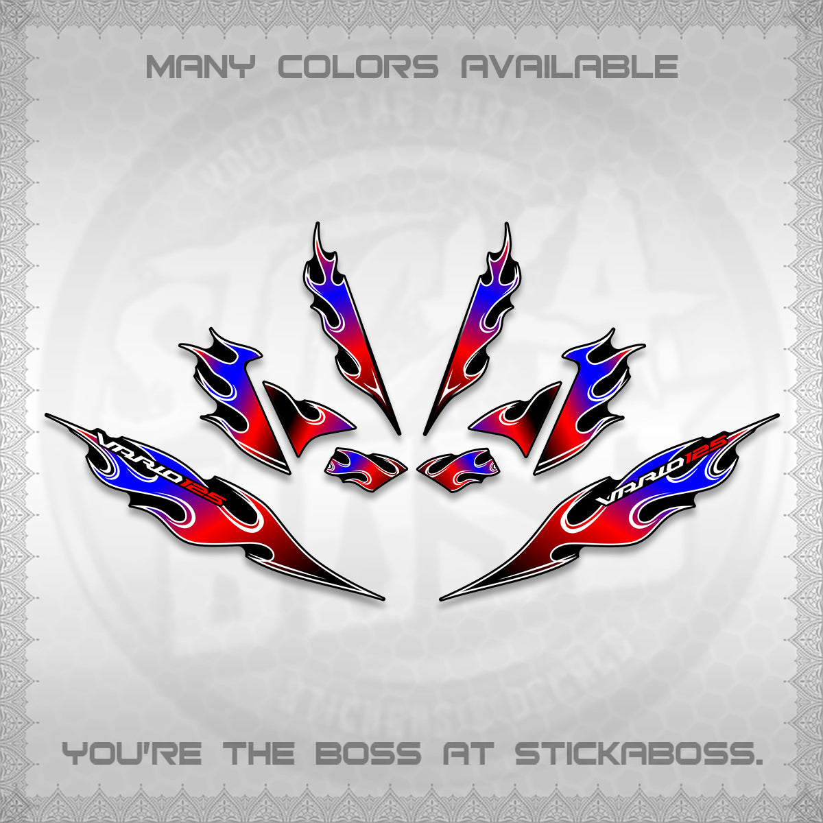 CLICK 125 V4 VARIO DECALS (2026 MOTIF FLAME 2 TONE)STICKER DECALS By STICKABOSS