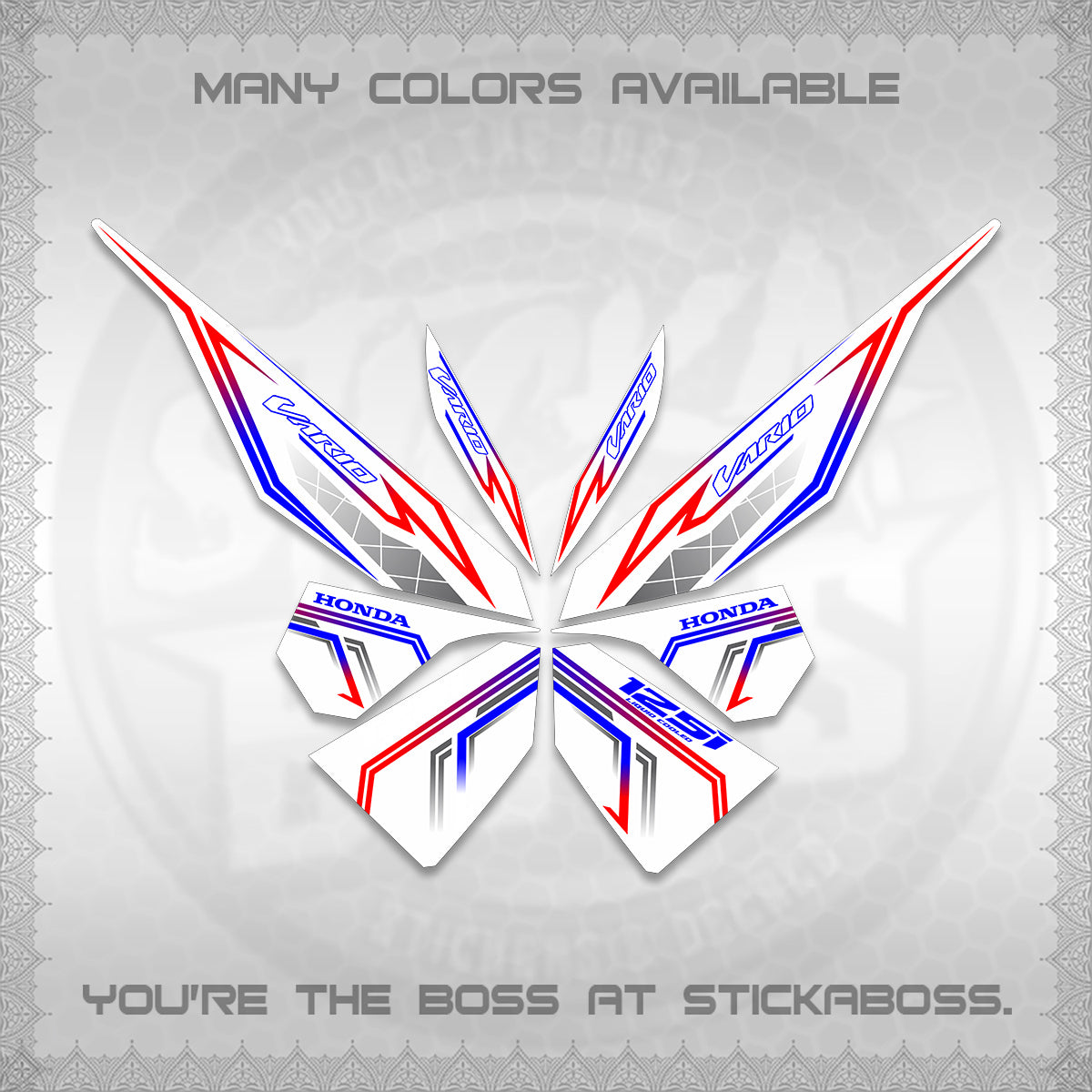 CLICK V1 VARIO DECALS FOR WHITE (2 TONE STRIPES 2026) STICKER DECALS By STICKABOSS
