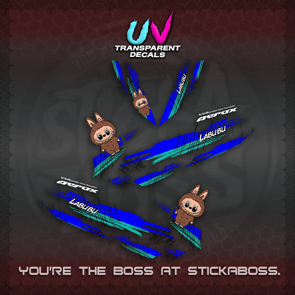 AEROX V2 UV TRANSPARENT DECAL(STUFF TOY 2 TONE)STICKER DECALS By STICKABOSS