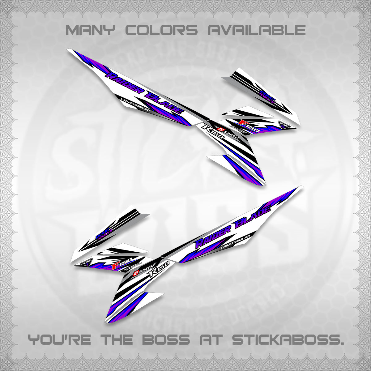 RAIDER BLADE 150 FOR WHITE DECAL(2026 NEW SHARP)STICKER DECALS By STICKABOSS