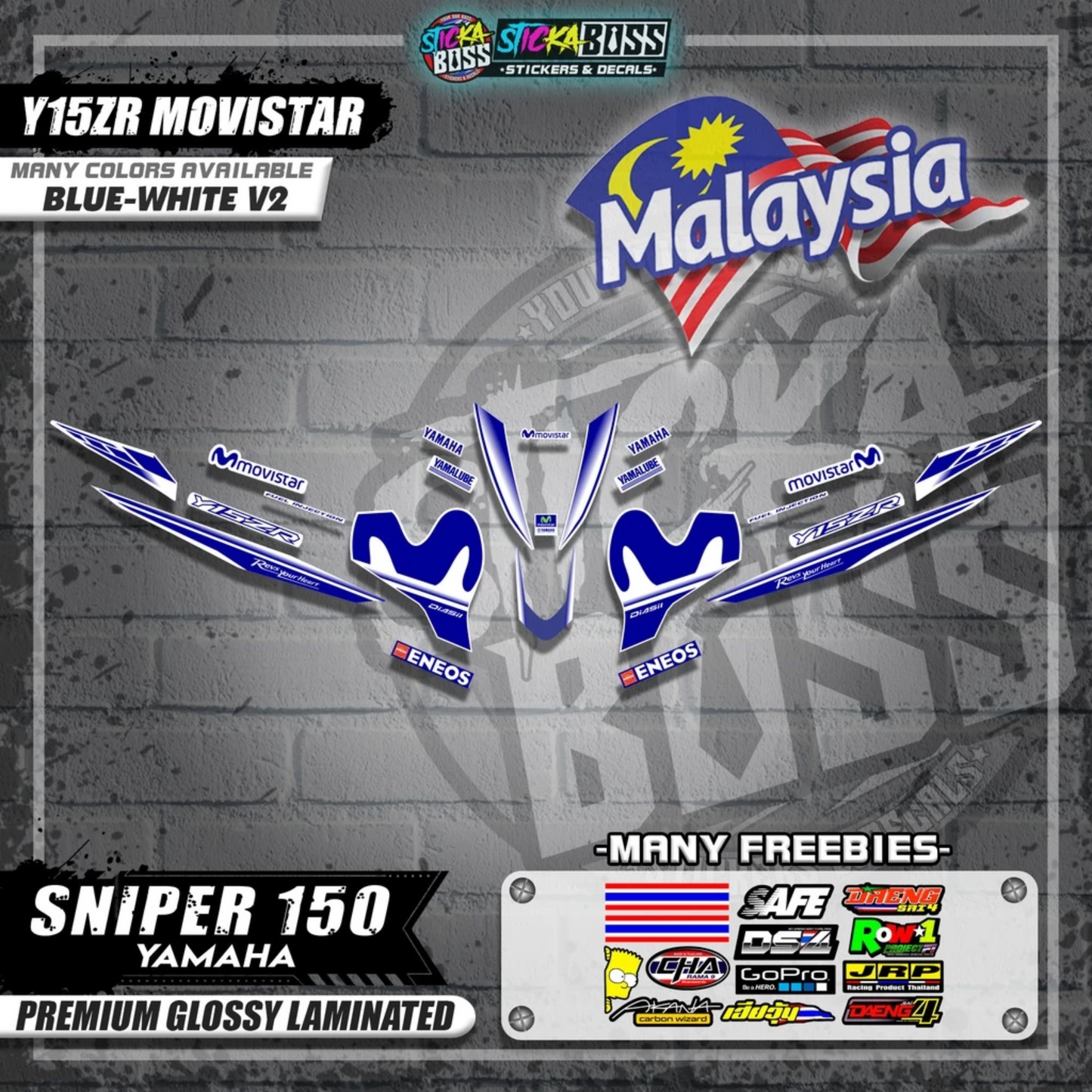 Sniper 150 Malaysian Decals ( Y15ZR MOVISTAR )【WITH FREEBIES】Malaysia Concept