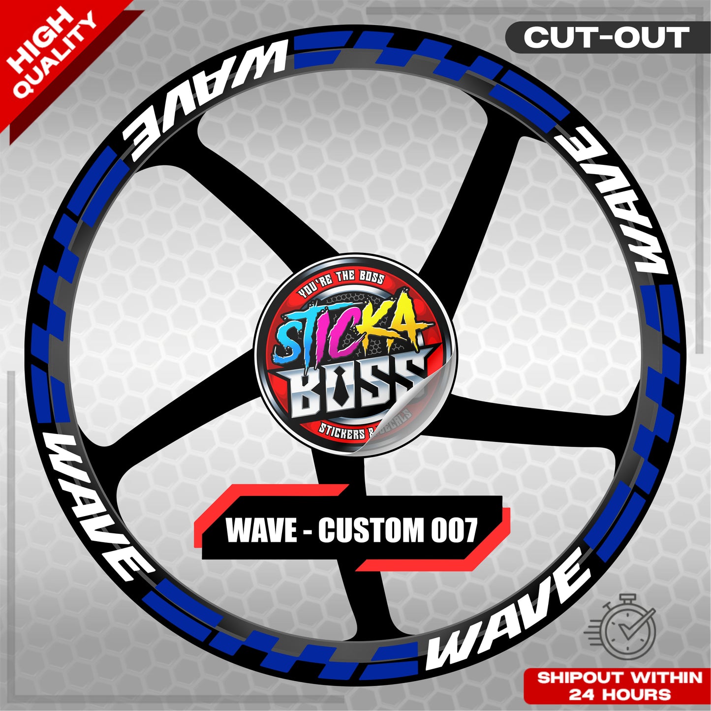 WAVE 110 / 125 MAG STICKER SET ( 2 MAGS ) - CUSTOM 007 | VINYL WATERPROOF CUT-OUT DECALS