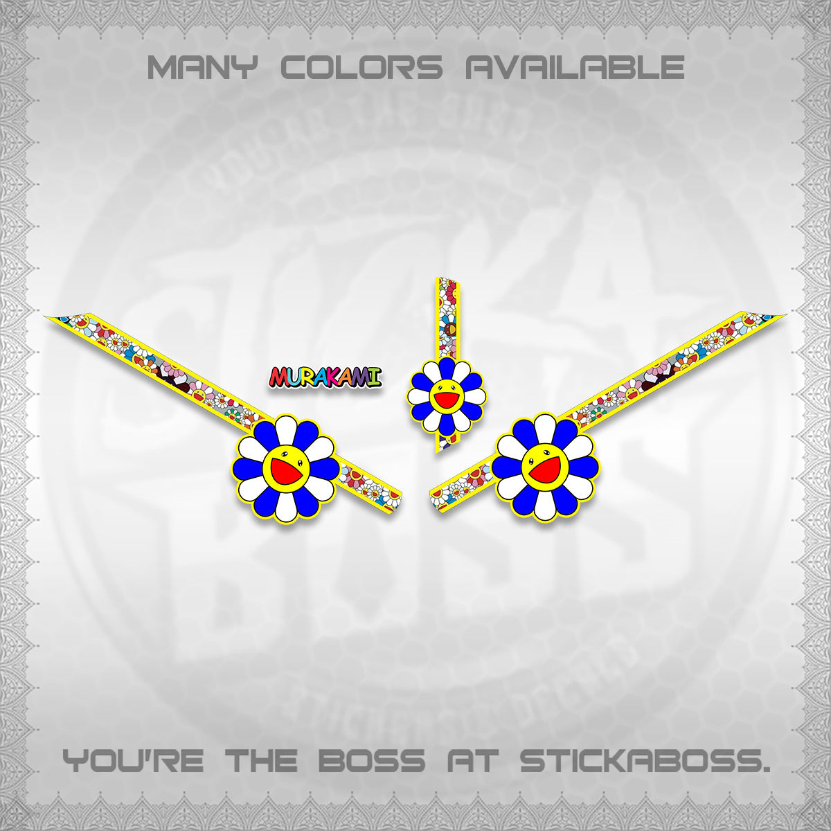 GIORNO 125 DECALS (MURAKAMI FLOWER DESIGN) STICKER DECALS BY STICKABOSS