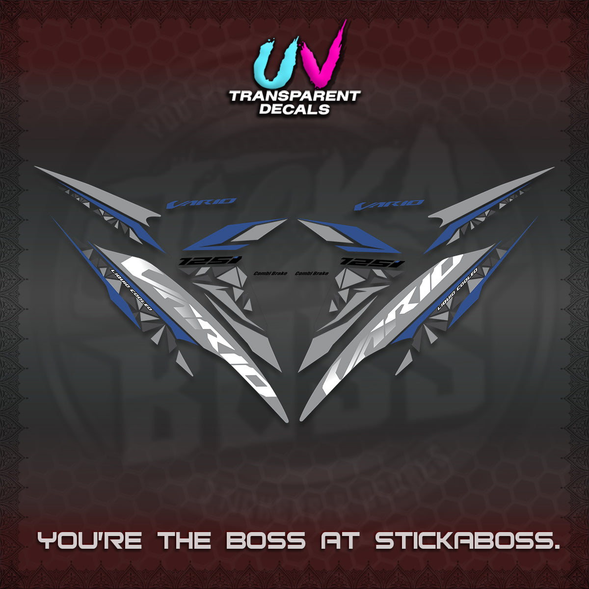 CLICK 125 V2 VARIO UV TRANSPARENT DECALS (2018–2022 STYLE DESIGN) STICKER DECALS BY STICKABOSS