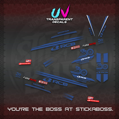 CLICK 125 V3 UV TRANSPARENT DECALS (2026 30TH ANNIVERSARY RACING DESIGN) STICKER DECALS By STICKABOSS