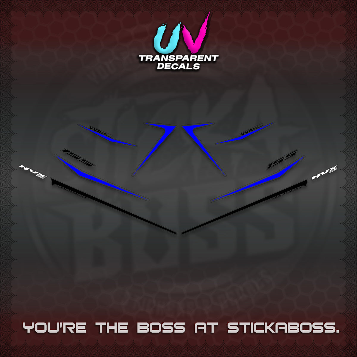 AEROX 155 V2 UV TRANSPARENT DECALS (2026 NVX MINIMALIST 01) STICKER KITS BY STICKABOSS