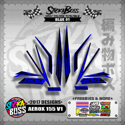 AEROX 155 V1 STOCK DECALS ( 2017 DESIGNS ) 【WITH FREEBIES】