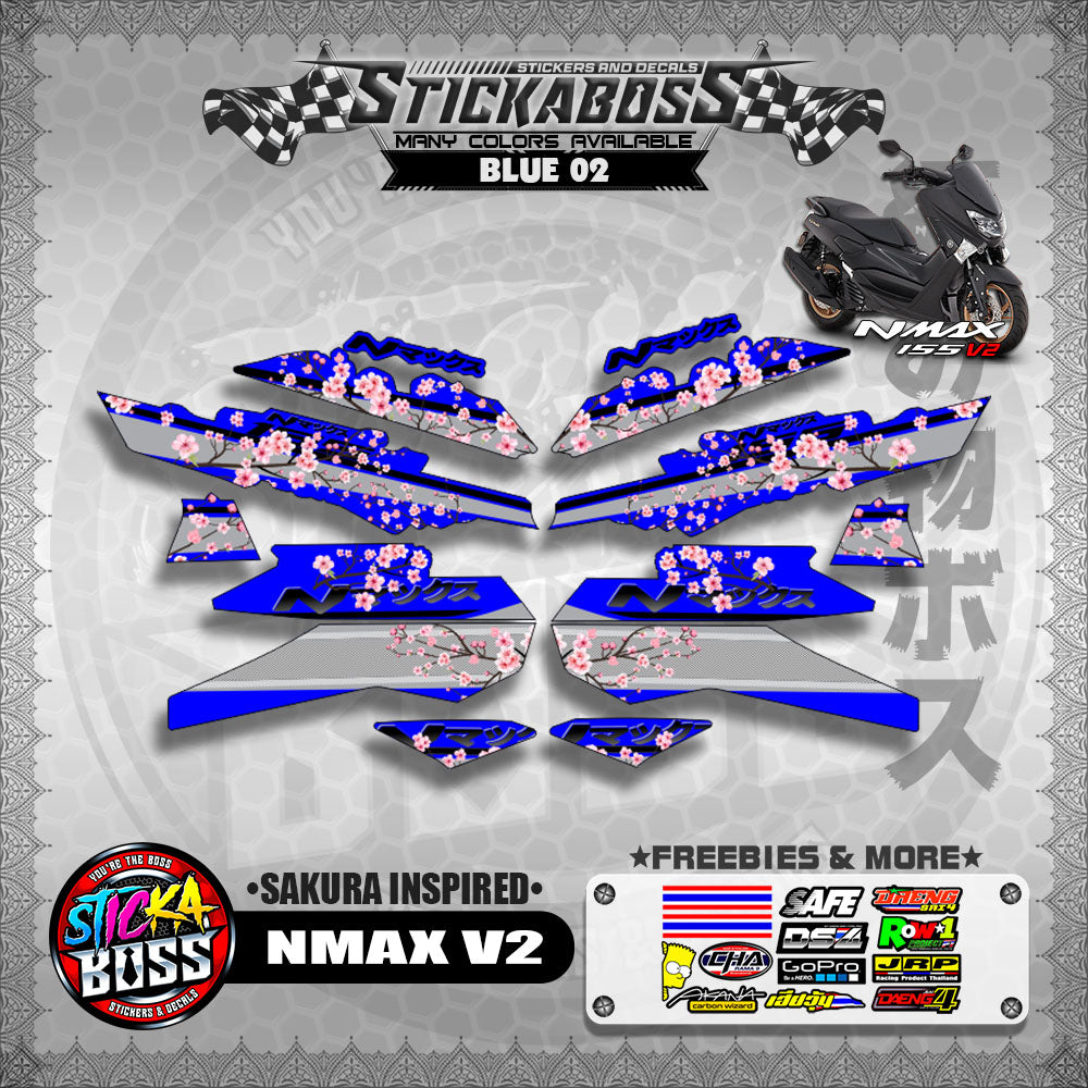 NMAX V2 STICKER DECALS ( SAKURA INSPIRED )【WITH FREEBIES】