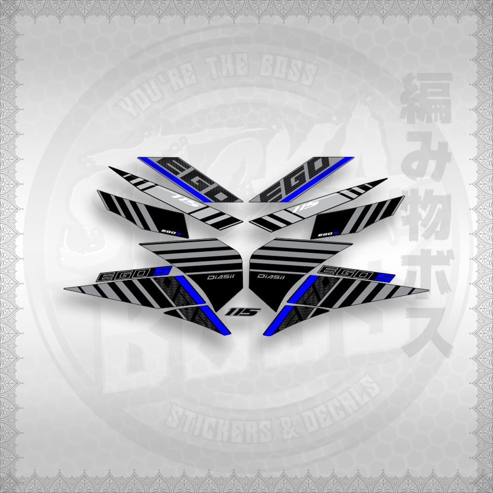 STICKER DECALS for MIO SOUL 115 CARB (MSICEGSBA) By STICKABOSS (SOFIE LAMINATED WATERPROOF)