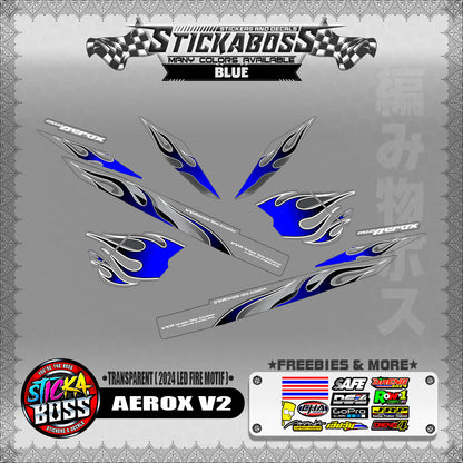 [ PREMIUM UV PRINT ] TRANSPARENT AEROX V2 DECALS ( 2024 LED FIRE MOTIF )【WITH FREEBIES】