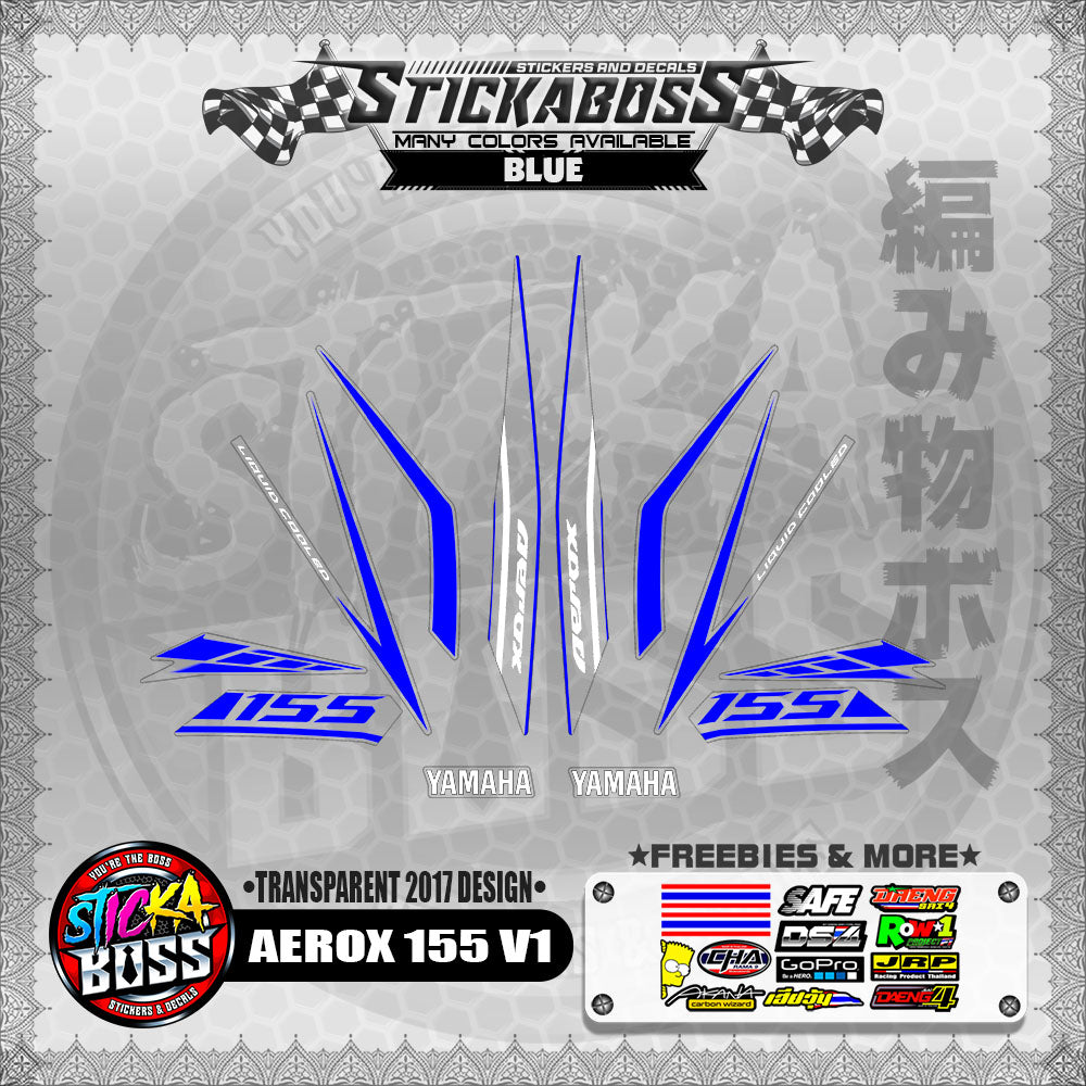 【PREMIUM UV PRINT】TRANSPARENT AEROX 155 V1 STOCK DECALS ( 2017 DESIGNS )【WITH FREEBIES】