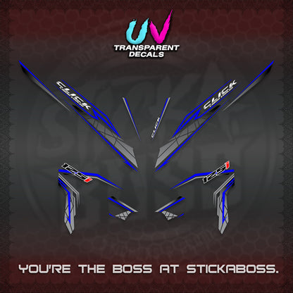 CLICK 125 V3 UV TRANSPARENT DECALS (2023 SIMPLE STRIPE DESIGN) STICKER DECALS By STICKABOSS