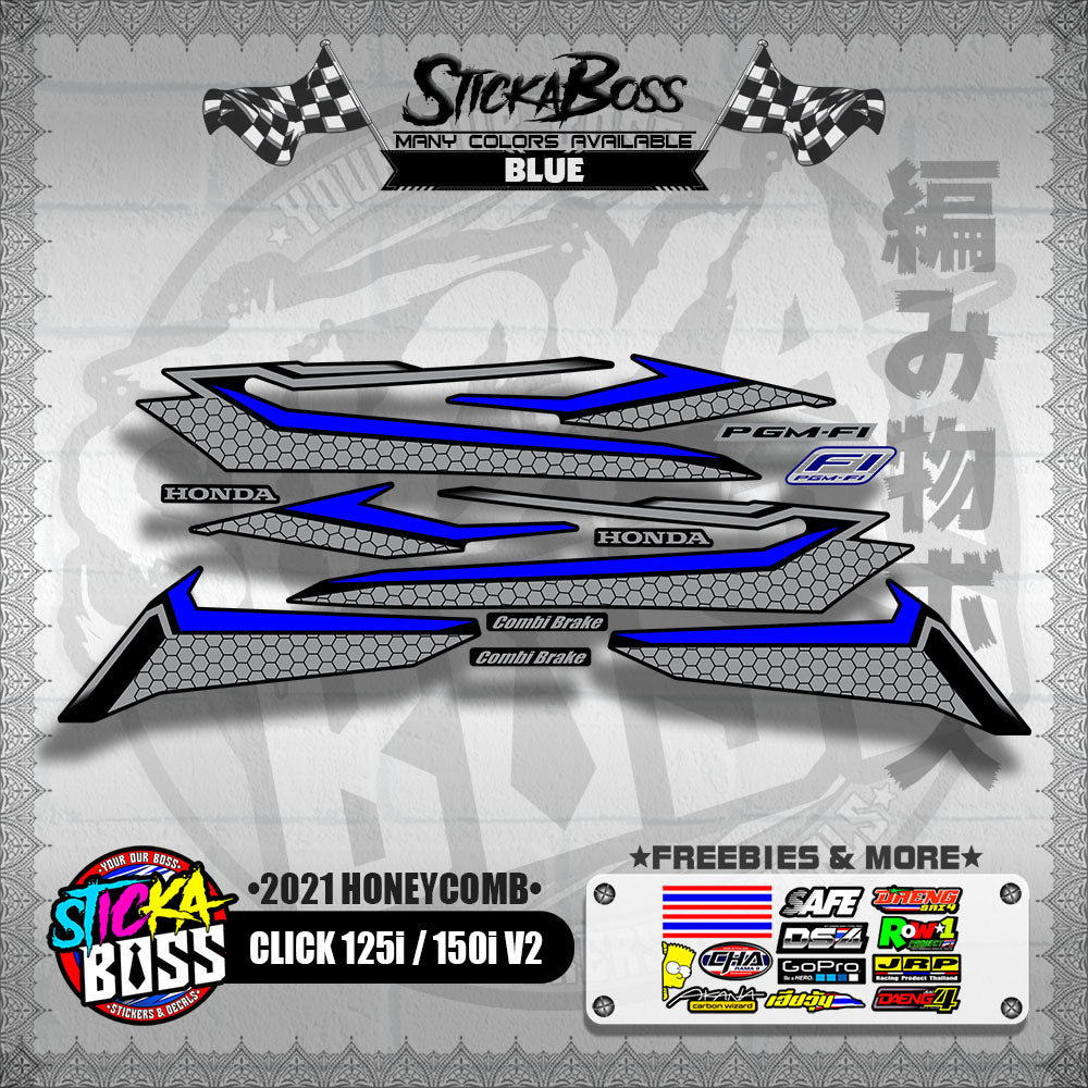 CLICK 125i / 150i V2 DECALS ( 2021 HONEYCOMB )【WITH FREEBIES】