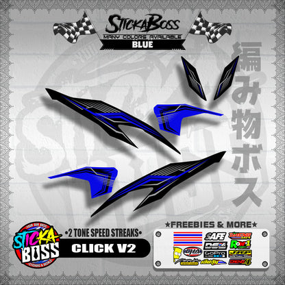CLICK V2 DECALS ( 2 TONE SPEED STREAKS )【WITH FREEBIES】