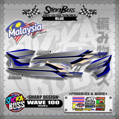 HONDA WAVE 100 MALAYSIAN DECALS ( SHARP DESIGN )【WITH FREEBIES】