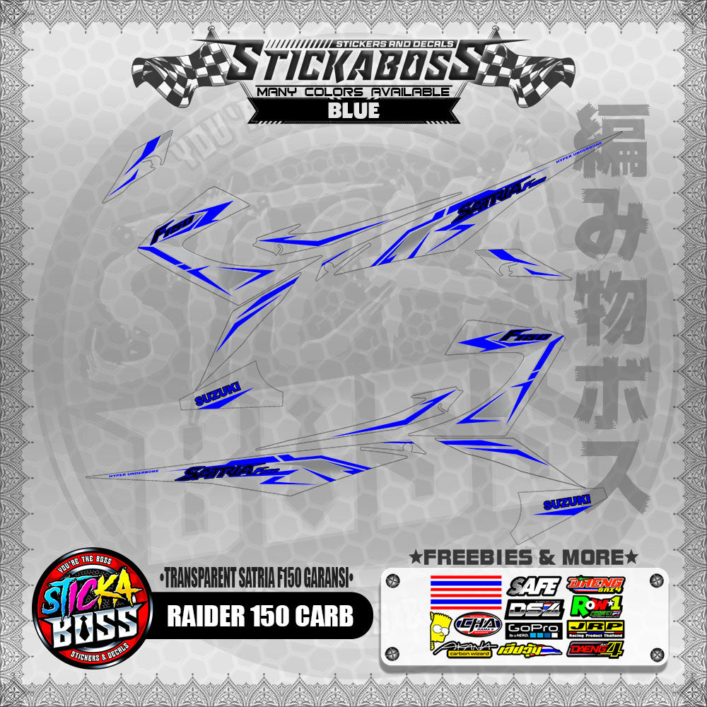【PREMIUM UV PRINT】TRANSPARENT RAIDER 150 CARB DECALS ( SATRIA F150 GARANSI )【WITH FREEBIES】