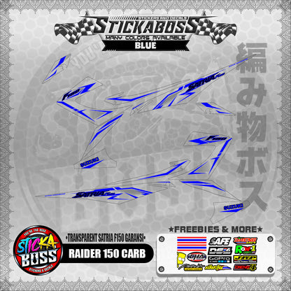 【PREMIUM UV PRINT】TRANSPARENT RAIDER 150 CARB DECALS ( SATRIA F150 GARANSI )【WITH FREEBIES】