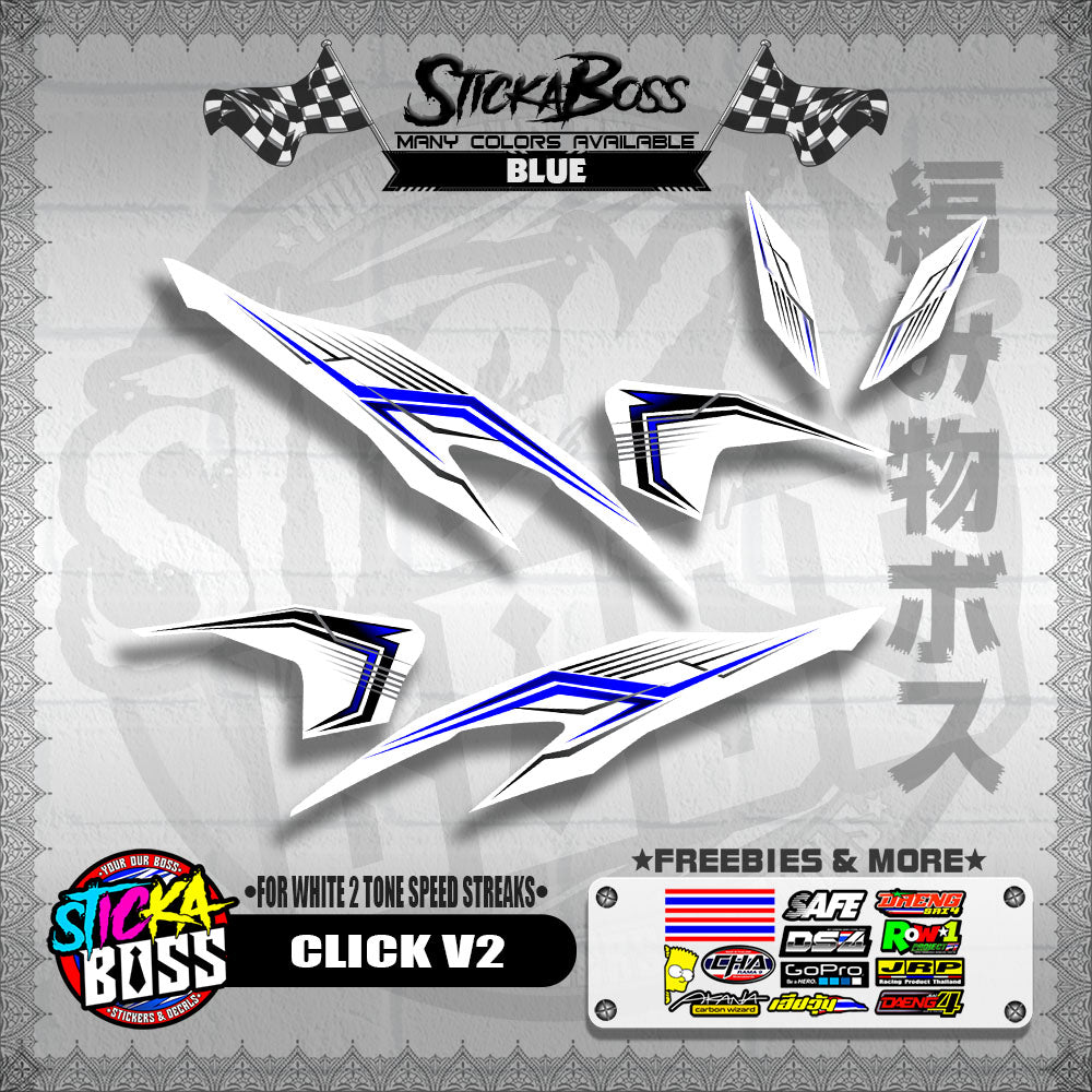 CLICK V2 DECALS ( FOR WHITE 2 TONE SPEED STREAKS ) [ PREMIUM GLOSSY LAMINATED ]【WITH FREEBIES】