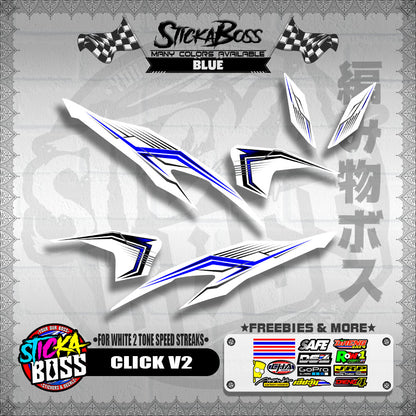CLICK V2 DECALS ( FOR WHITE 2 TONE SPEED STREAKS ) [ PREMIUM GLOSSY LAMINATED ]【WITH FREEBIES】