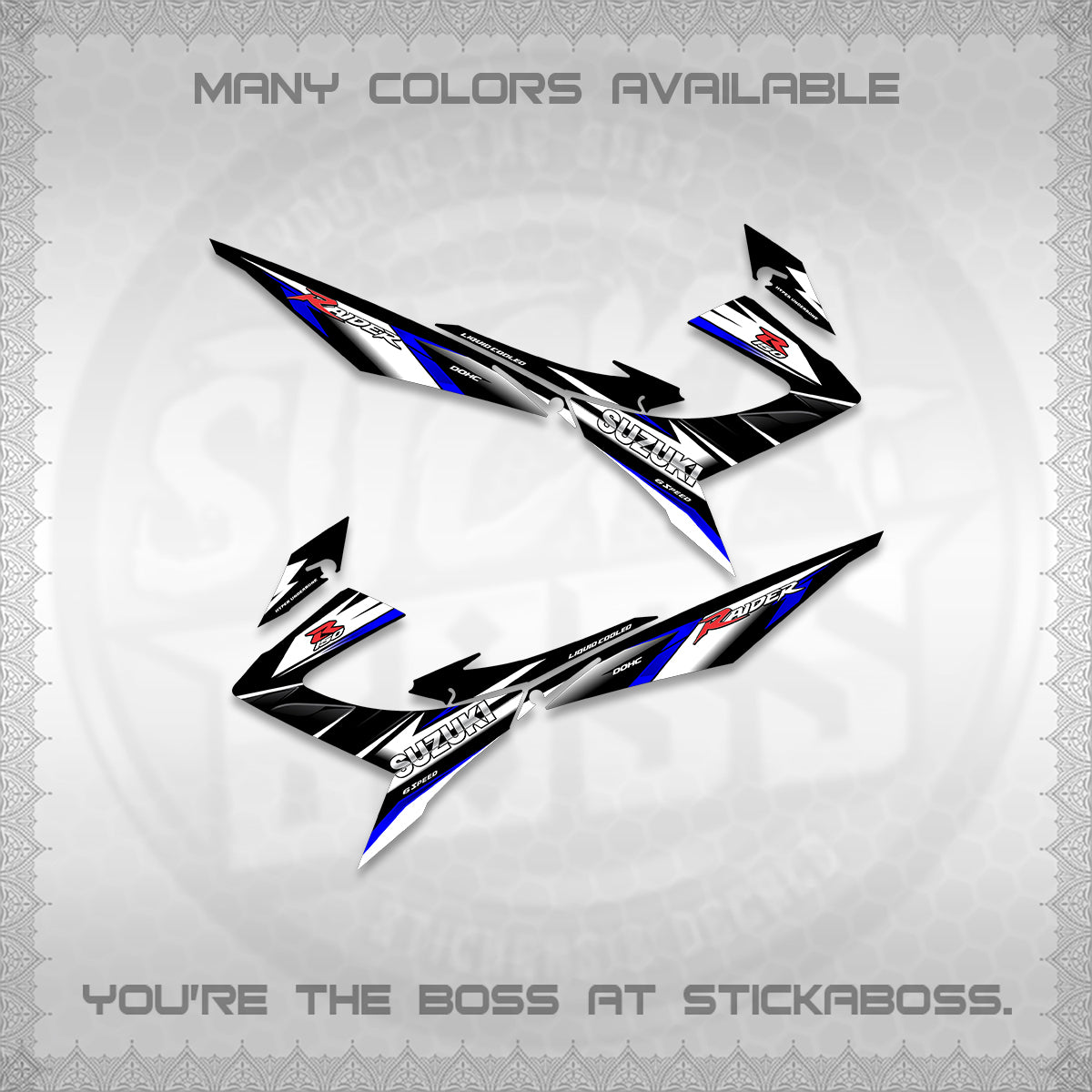 RAIDER 150 REBORN CARB DECALS (S-1 RACING) STICKER DECALS BY STICKABOSS