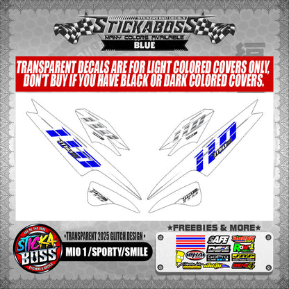 MIO 1/SPORTY/SMILE STICKER DECALS ( TRANSPARENT 2025 GLITCH DESIGN )【WITH FREEBIES】