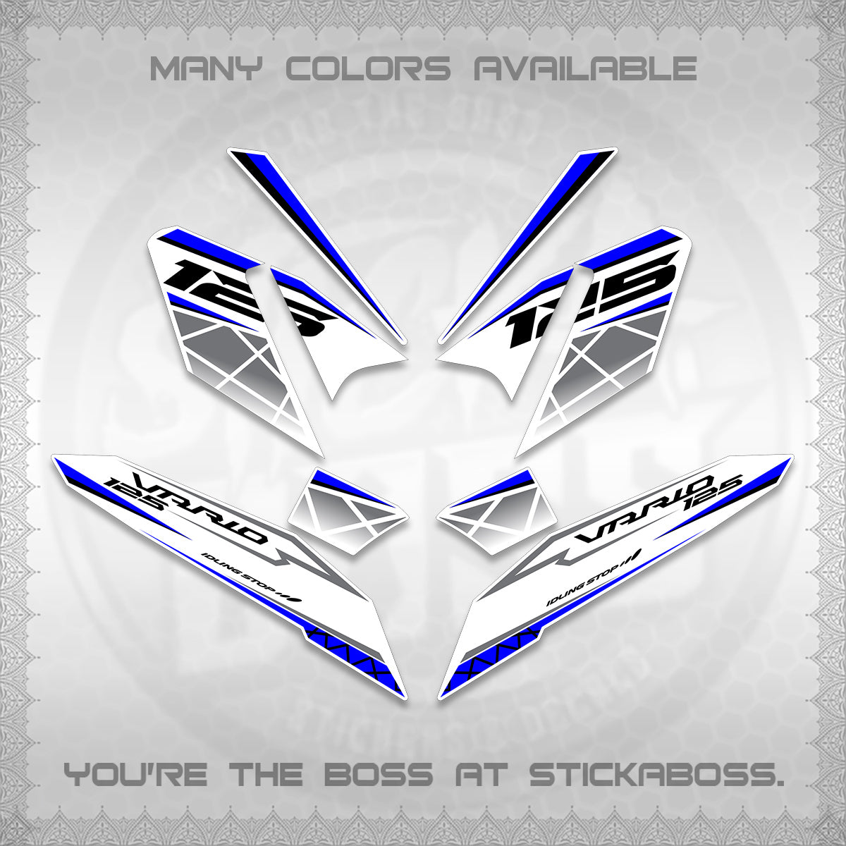 CLICK 125 V4 VARIO FOR WHITE DECALS (2026 MODERN STRIPE DESIGN) STICKER KITS BY STICKABOSS