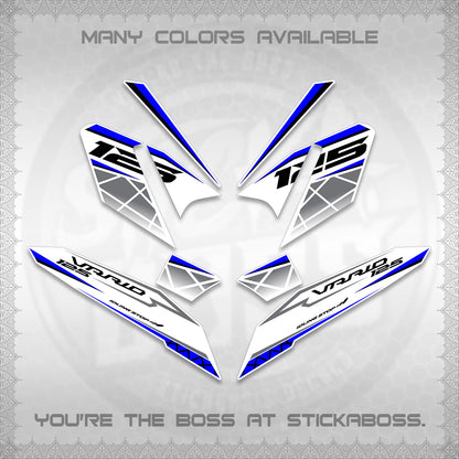 CLICK 125 V4 VARIO FOR WHITE DECALS (2026 MODERN STRIPE DESIGN) STICKER KITS BY STICKABOSS