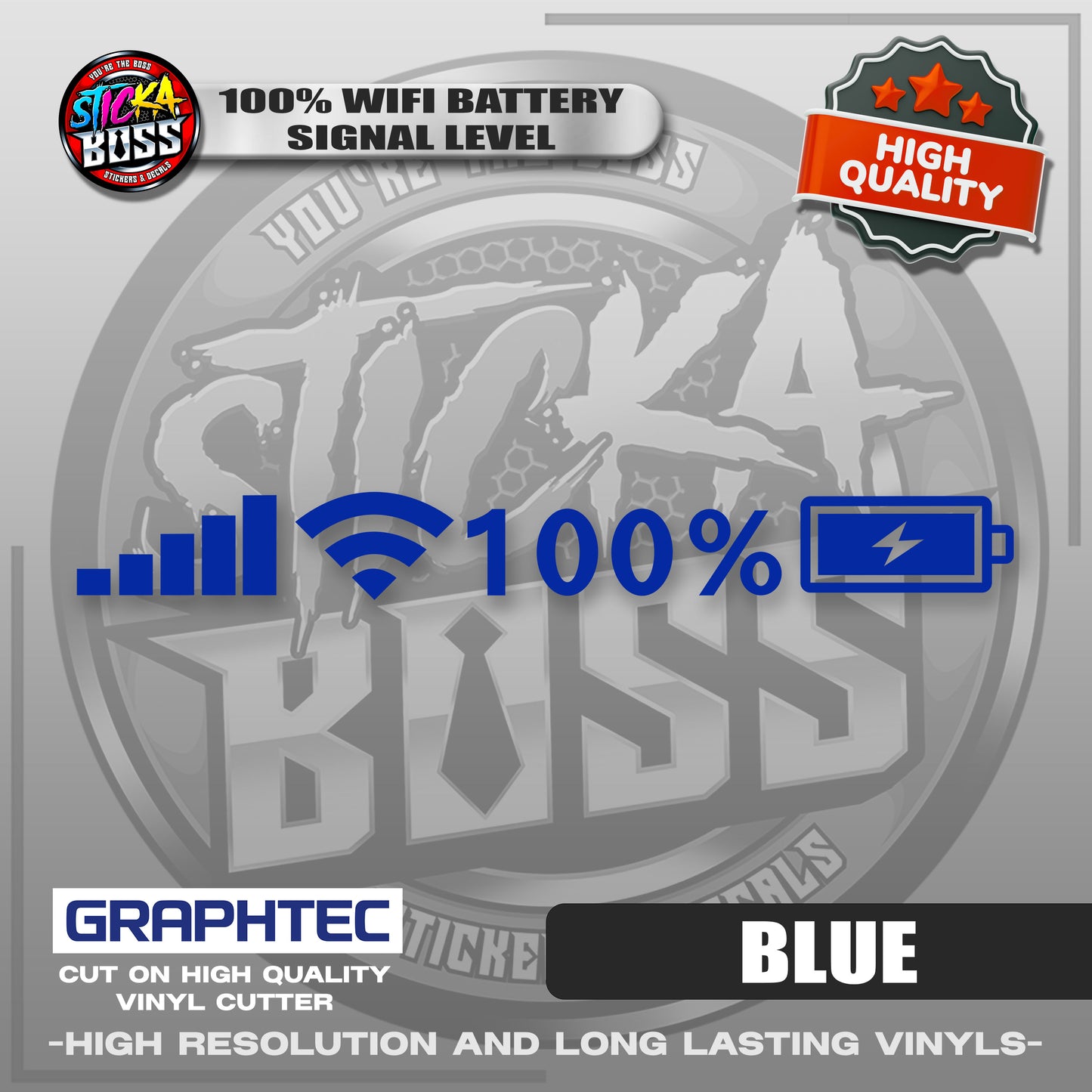 100% WIFI BATTERY SIGNAL LEVEL | VINYL WATERPROOF CUT-OUT STICKER DECALS【Stickaboss】