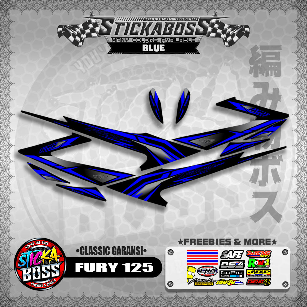 FURY 125 STICKER DECALS ( CLASSIC GARANSI )【WITH FREEBIES】