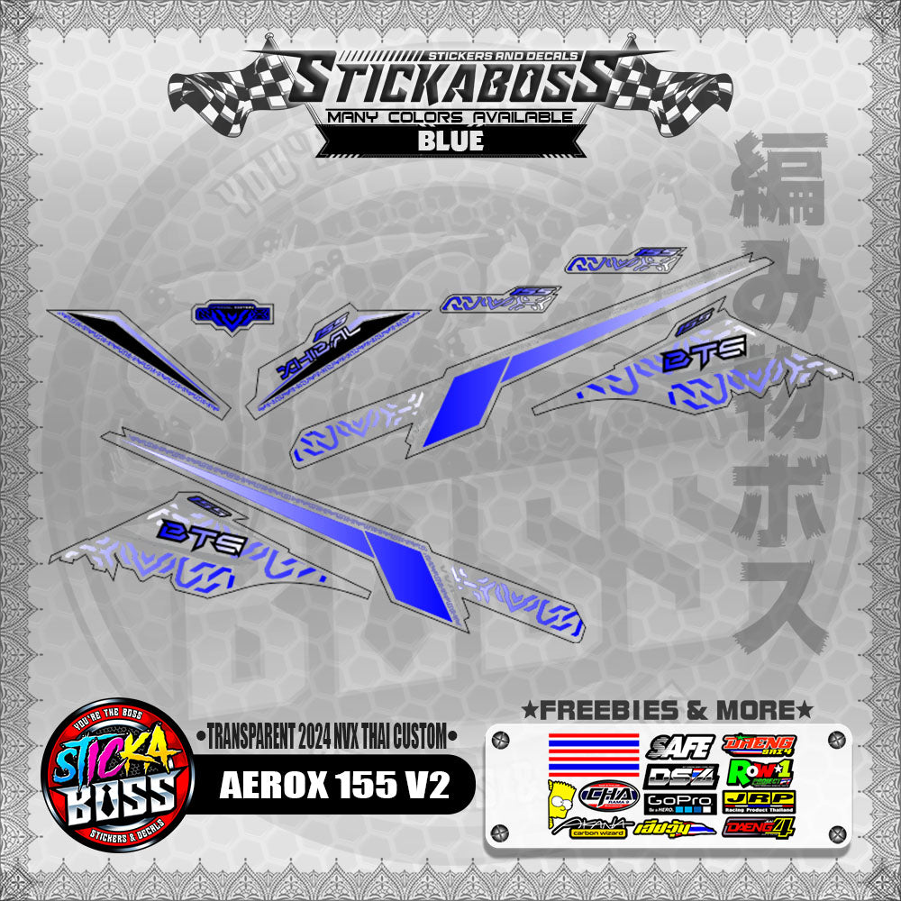 【PREMIUM UV PRINT】TRANSPARENT AEROX 155 V2 DECALS ( 2024 NVX THAI CUSTOM )【WITH FREEBIES】