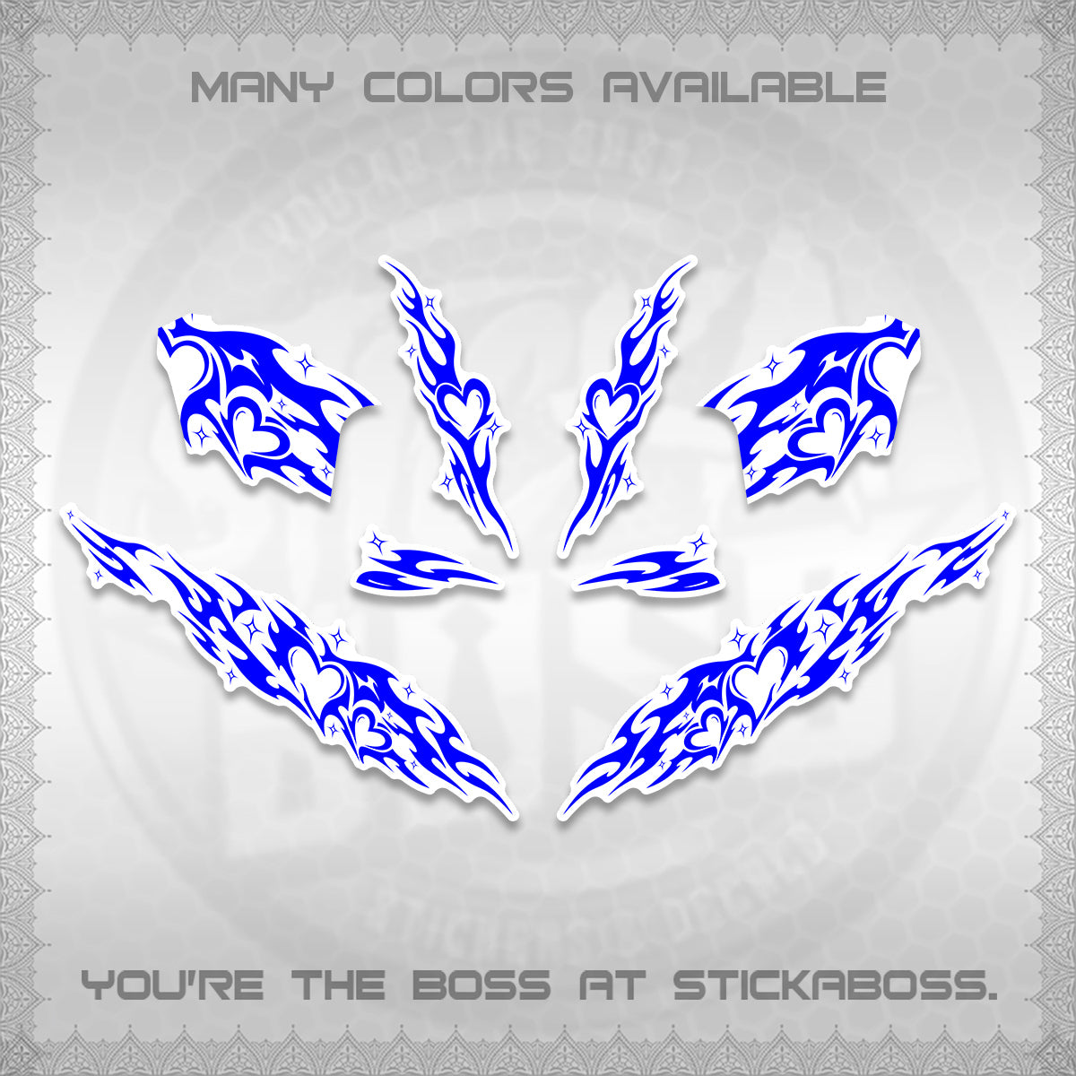CLICK 125 V2 FOR WHITE DECALS (2026 STRIPING HEART DESIGN) STICKER KITS BY STICKABOSS