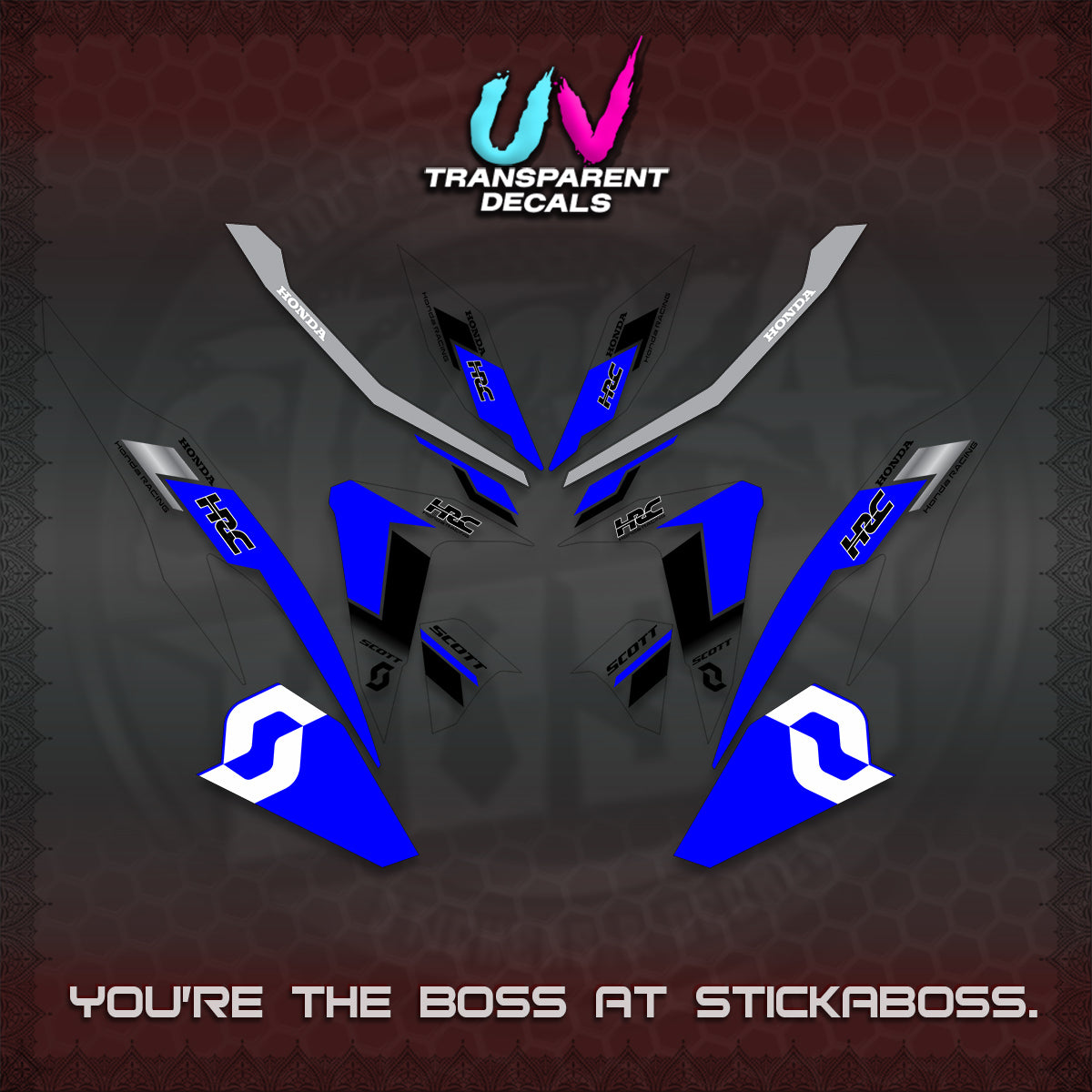 CLICK V2 UV TRANSPARENT DECALS (SCOTTxHRC DESIGN)STICKER KITS By STICKABOSS