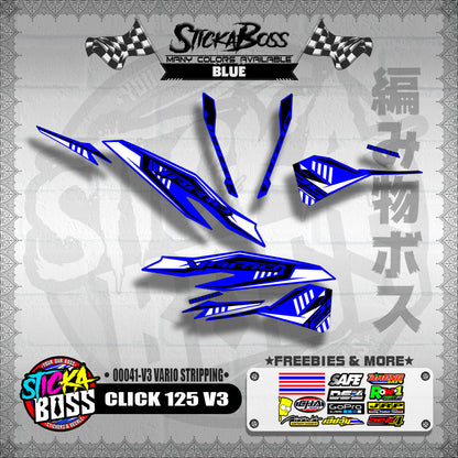 CLICK 125 V3 DECALS ( 00041-V3 VARIO STRIPPING )【WITH FREEBIES】