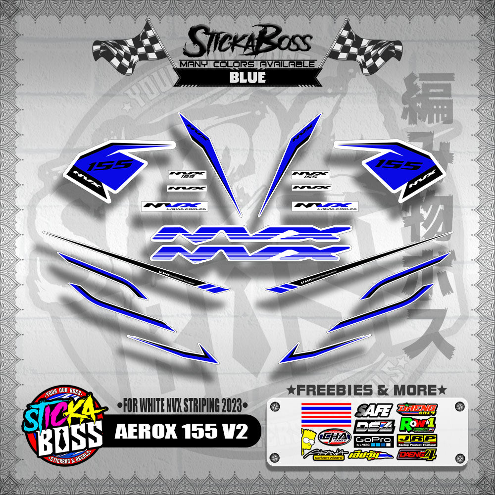 AEROX 155 V2 DECALS ( FOR WHITE NVX STRIPING 2023 )【WITH FREEBIES】