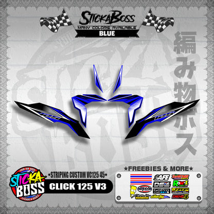 CLICK 125 V3 DECALS ( STRIPING CUSTOM VC125 45 )【WITH FREEBIES】