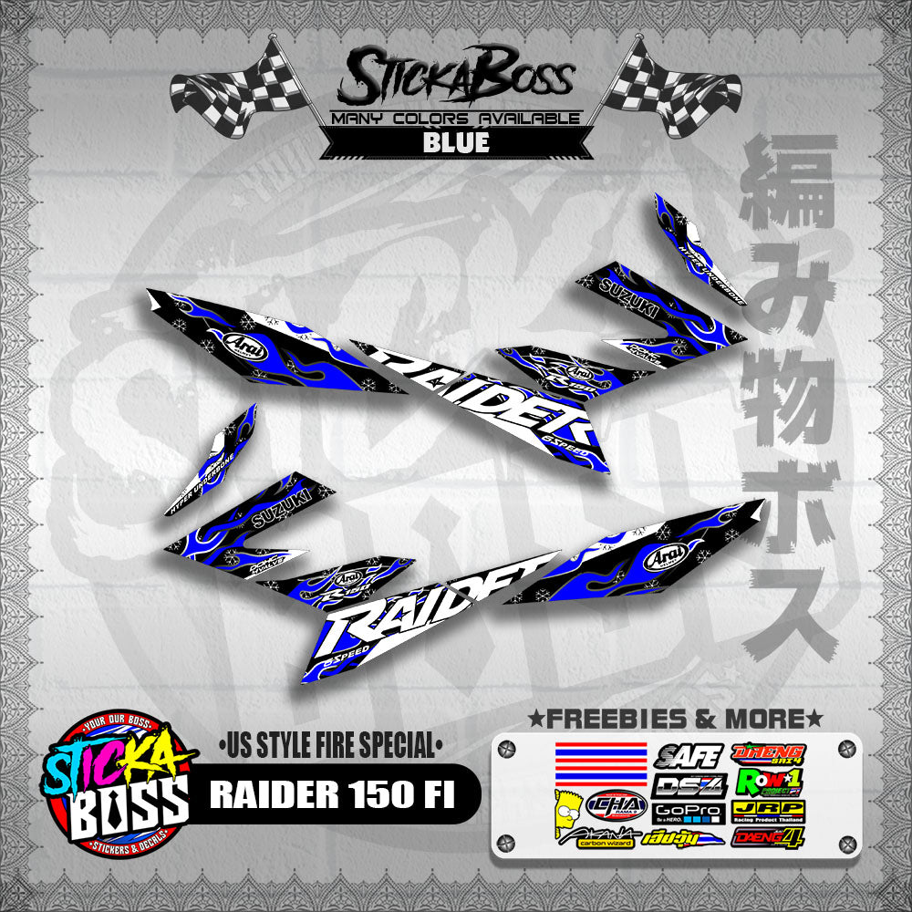 RAIDER 150 FI DECALS ( US STYLE FIRE SPECIAL )【WITH FREEBIES】