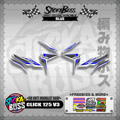CLICK 125 V3 DECALS ( FOR WHITE MINIMALIST SHARP )【WITH FREEBIES】