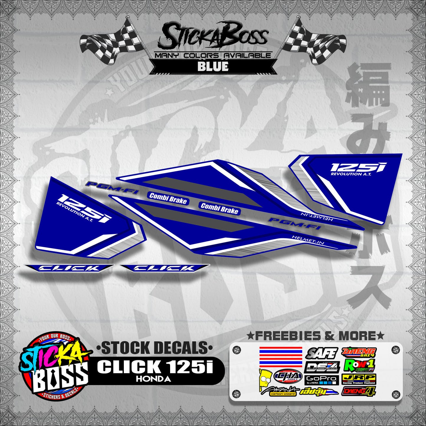 CLICK 125i V1 ( STOCK DECALS ) 【WITH FREEBIES】