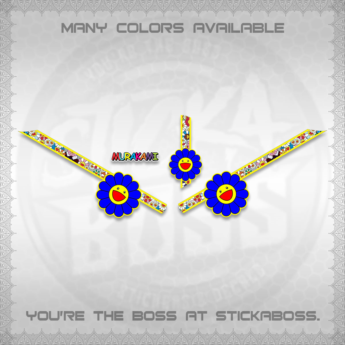 GIORNO 125 DECALS (MURAKAMI FLOWER DESIGN) STICKER DECALS BY STICKABOSS
