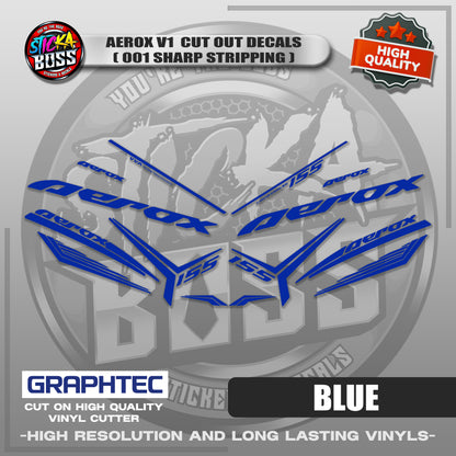 AEROX V1 CUT OUT DECALS ( 001 SHARP STRIPPING ) | VINYL WATERPROOF CUT-OUT STICKER DECALS