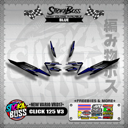 CLICK 125 V3 DECALS ( NEW VARIO VRD17 ) [PREMIUM GLOSSY LAMINATED ]【WITH FREEBIES】