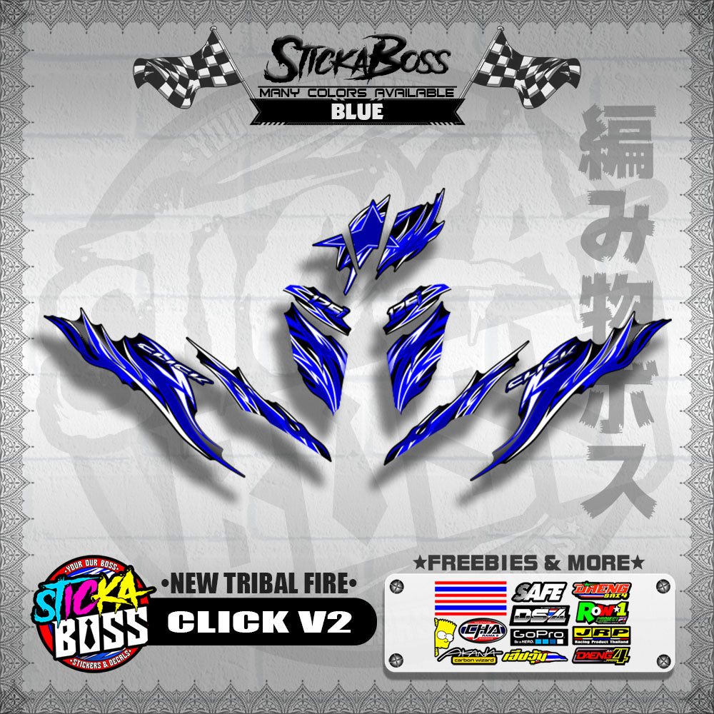 CLICK V2 DECALS ( NEW TRIBAL FIRE )【WITH FREEBIES】