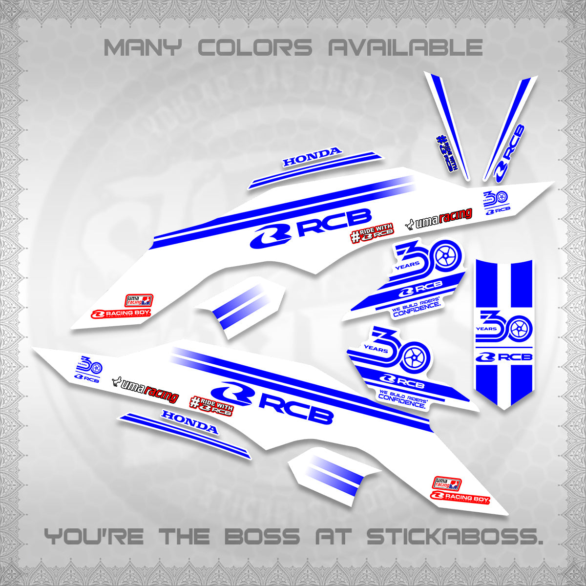 CLICK 125 V3 FOR WHITE DECALS (2026 30TH ANNIVERSARY RACING DESIGN)STICKER DECALS By STICKABOSS