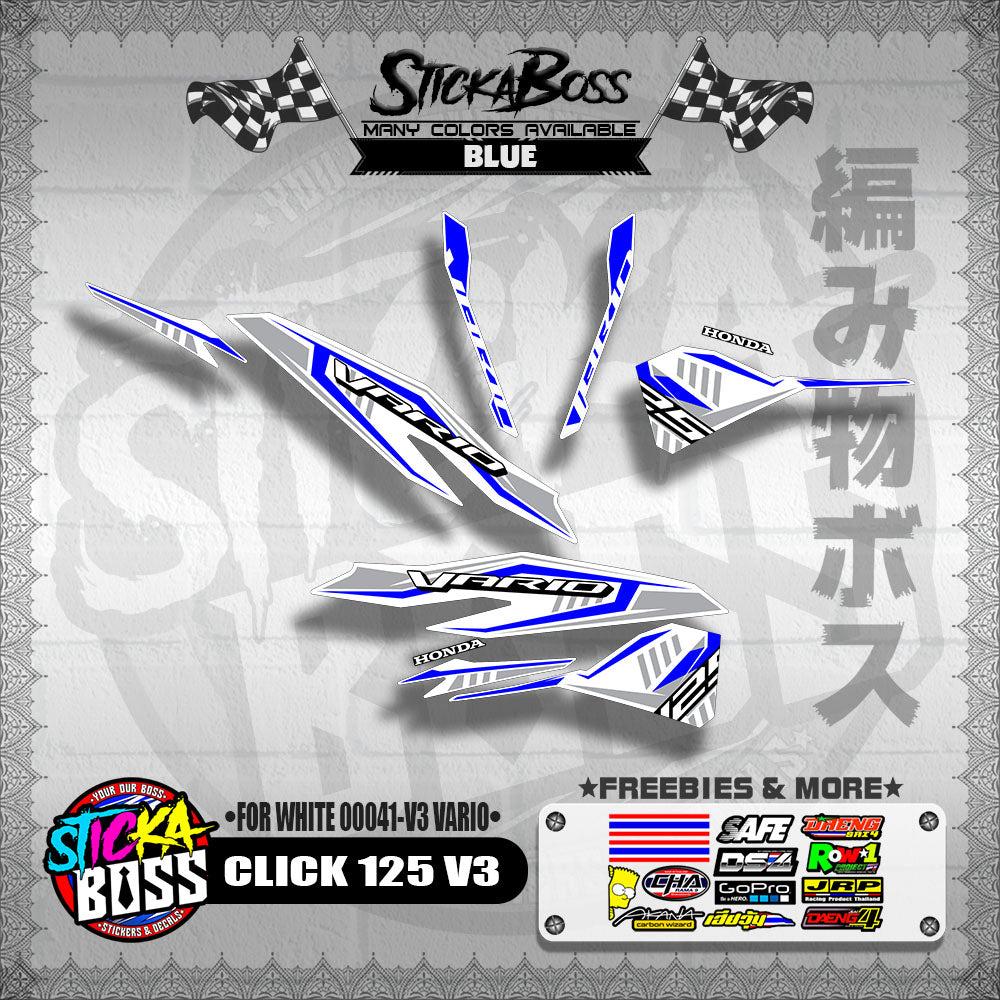 CLICK 125 V3 DECALS ( FOR WHITE 00041-V3 VARIO )【WITH FREEBIES】
