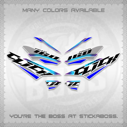 CLICK 160 STRIPING FOR WHITE DECALS (SPORTS RACE STRIPES 01) STICKER KITS BY STICKABOSS